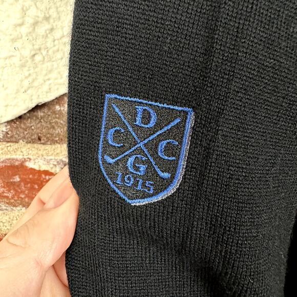 Polo Golf Ralph Lauren Sweater Size XL Black Merino Wool V Neck Pullover Pony - Picture 5 of 6